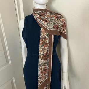 Liberty‎ Floral Scarf with Brown Trim
